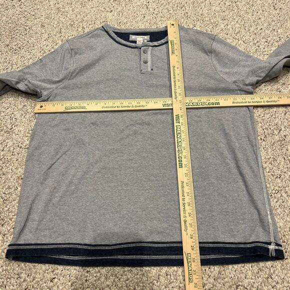 Carbon2Cobalt Men's Long Sleeve Ambitious Henley Tee Sz XL Tall Chambray - Picture 4 of 6